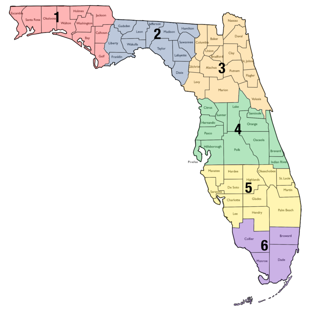 Florida District Map – Florida Animal Control Training Commission